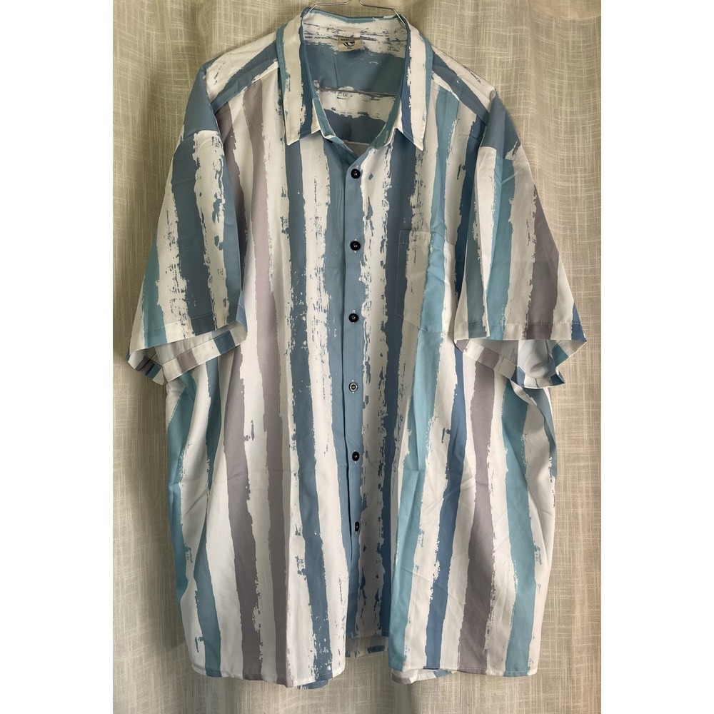 Hardaddy Shirt Men 3XL Blue Beige White Hawaiian Button down Summer